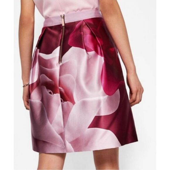 Ted Baker Nell Porcelain Rose Full A-Line Skirt Maroon Pink Women's Size Small - Picture 3 of 11